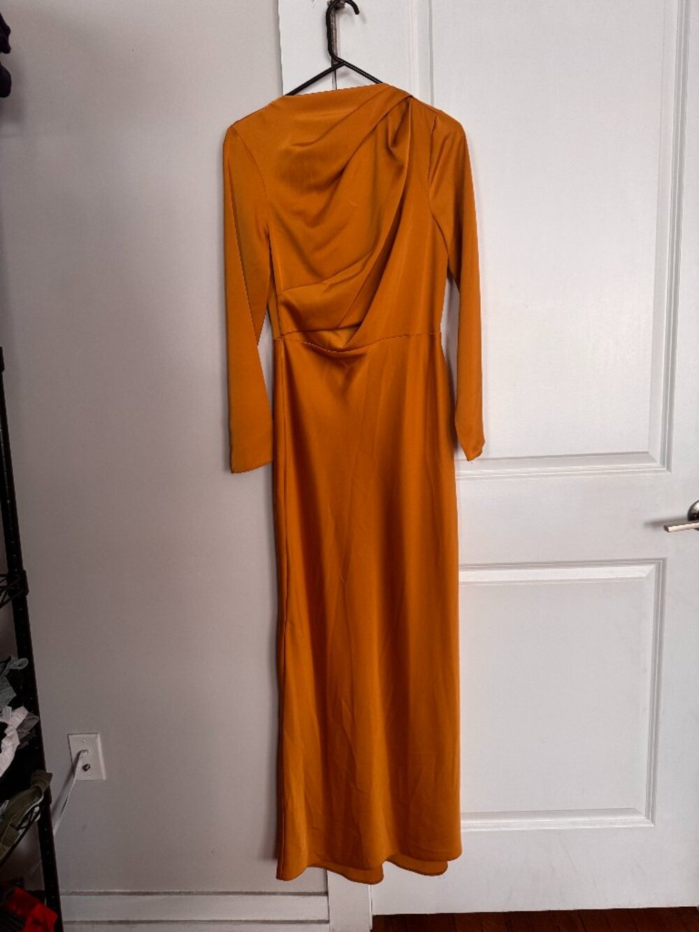 ASOS Mustard Long Sleeve Drape Gown - Picture 2 of 5